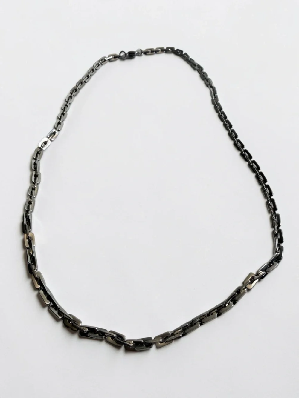 Silver Tone Figaro Link Chain Necklace Unisex Stainless Steel Style